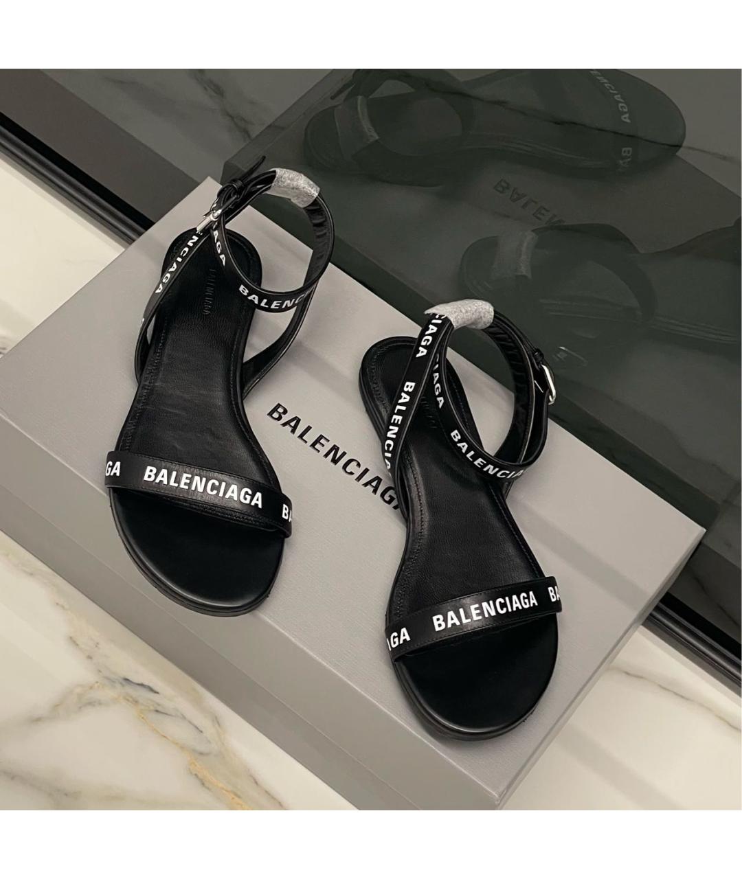 BALENCIAGA Черные кожаные сандалии, фото 2
