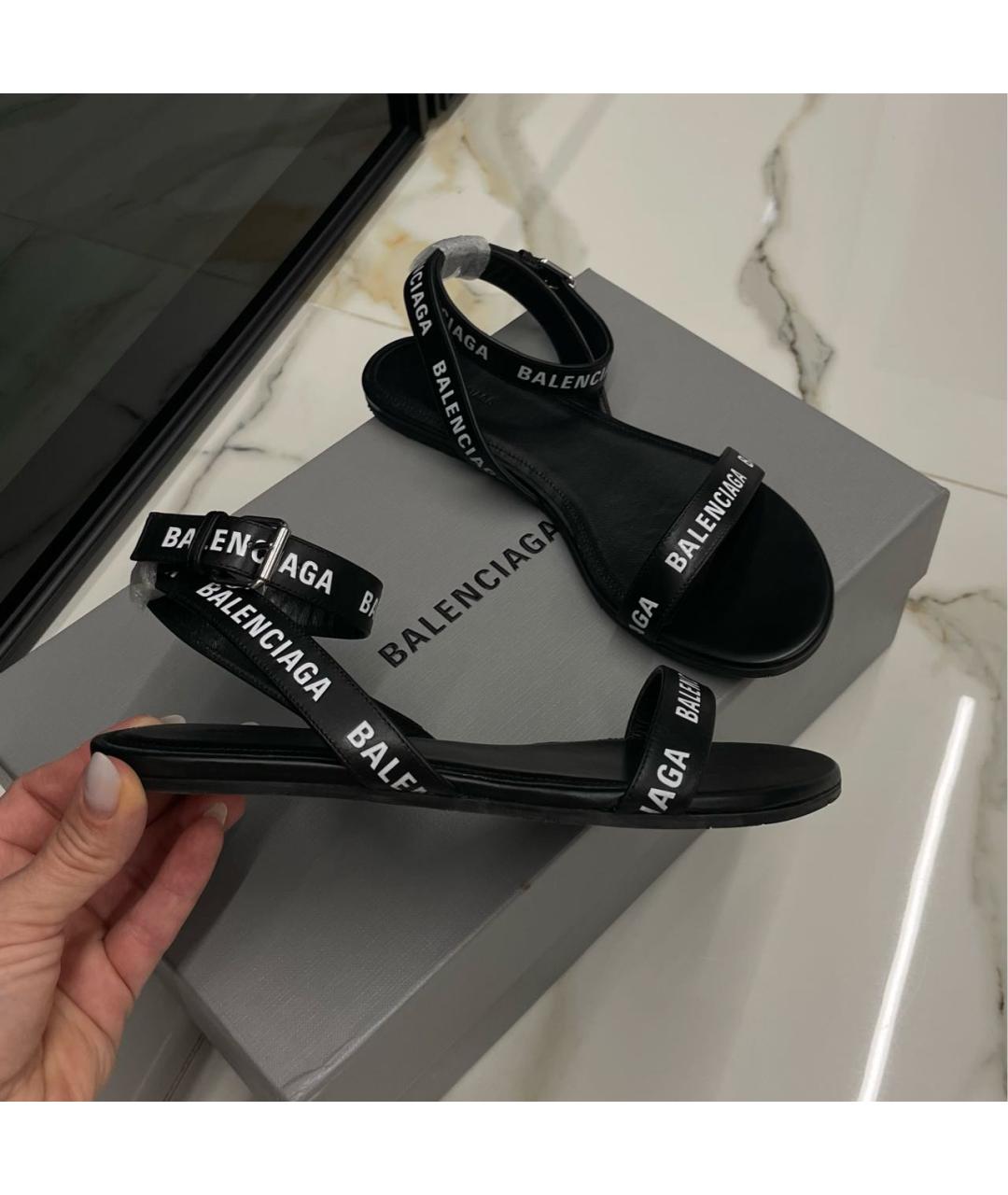 BALENCIAGA Черные кожаные сандалии, фото 3