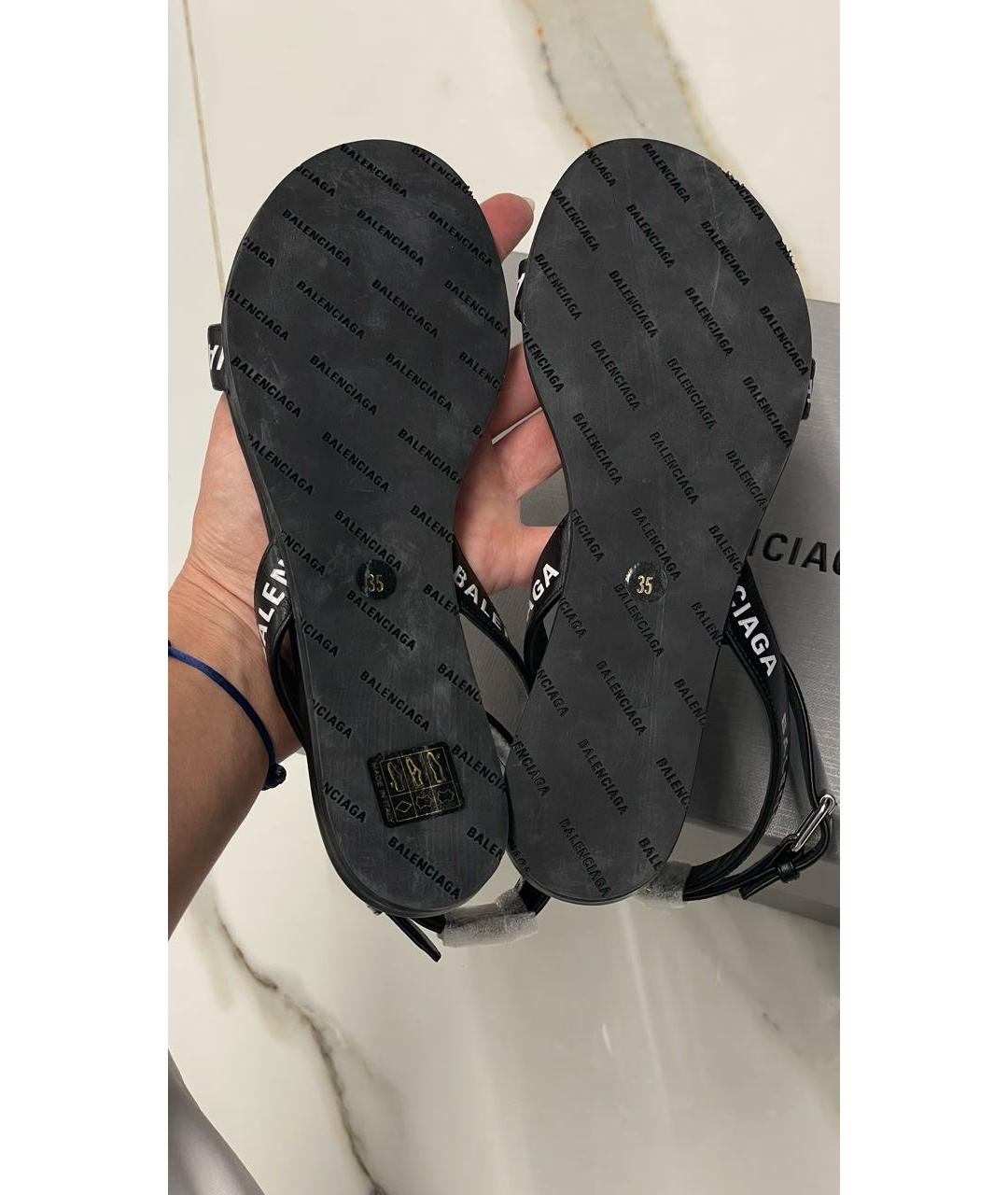 BALENCIAGA Черные кожаные сандалии, фото 6