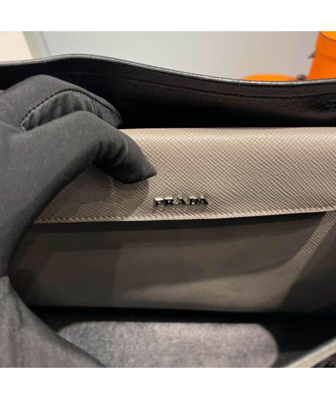 PRADA Серая кожаная сумка тоут, фото 4