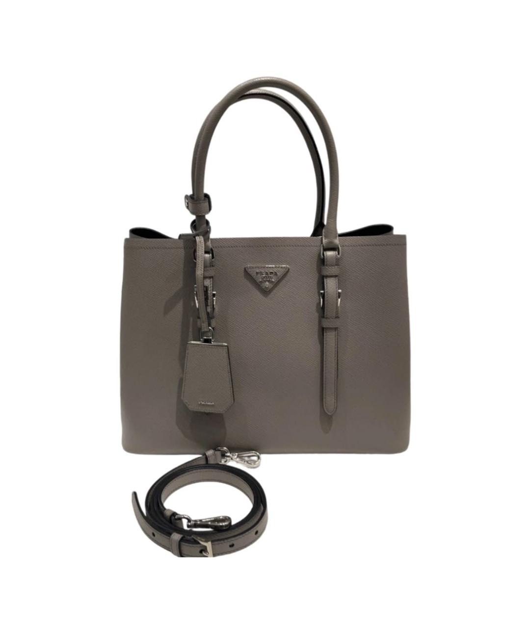 PRADA Серая кожаная сумка тоут, фото 1