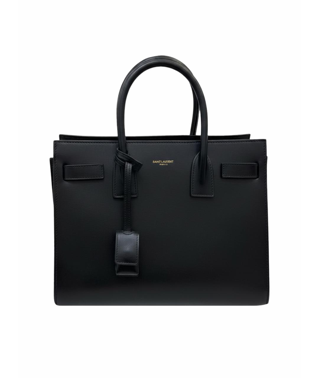 SAINT LAURENT Черная кожаная сумка с короткими ручками, фото 1