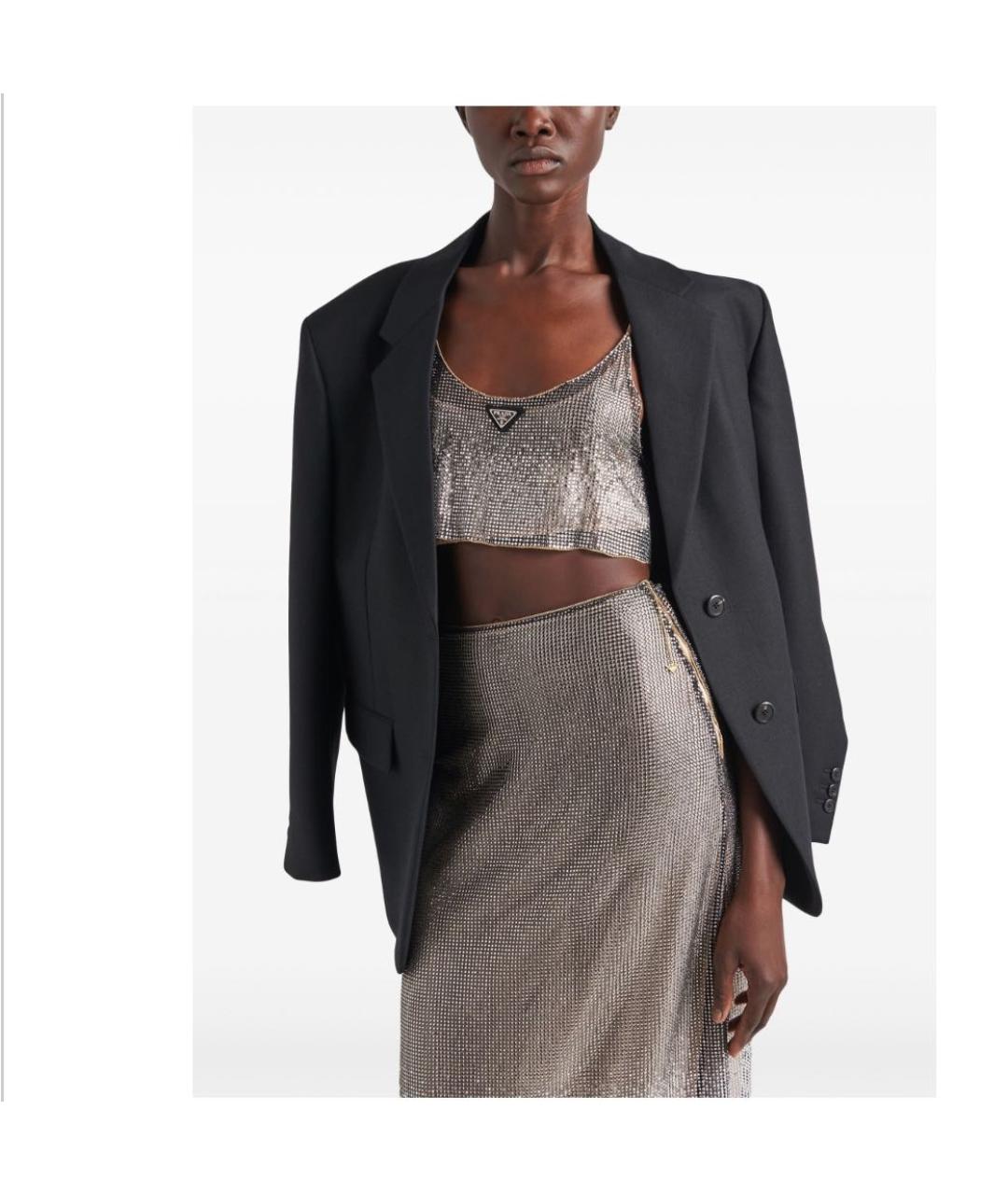 PRADA Серебряная юбка миди, фото 4