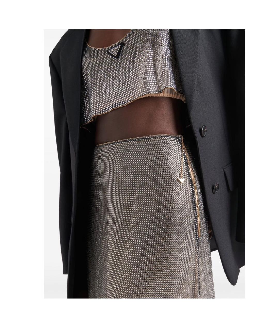 PRADA Серебряная юбка миди, фото 5