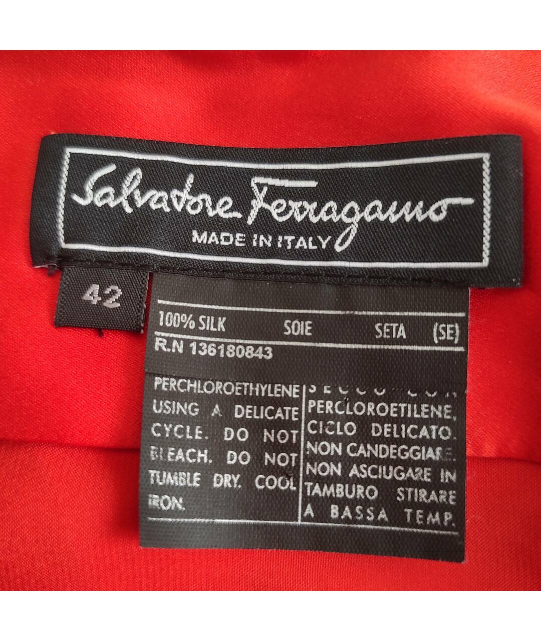 SALVATORE FERRAGAMO Красная шелковая юбка миди, фото 5