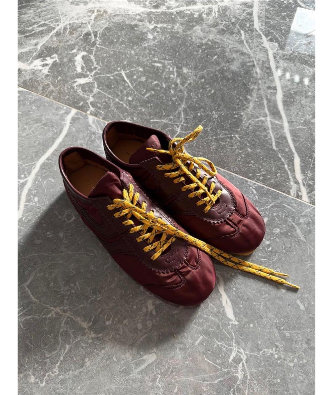 DRIES VAN NOTEN Бордовые синтетические кеды, фото 2