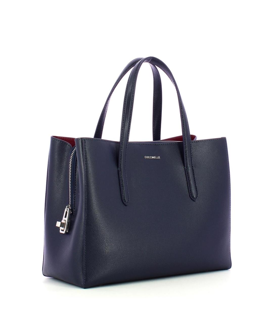 COCCINELLE Темно-синяя кожаная сумка тоут, фото 3
