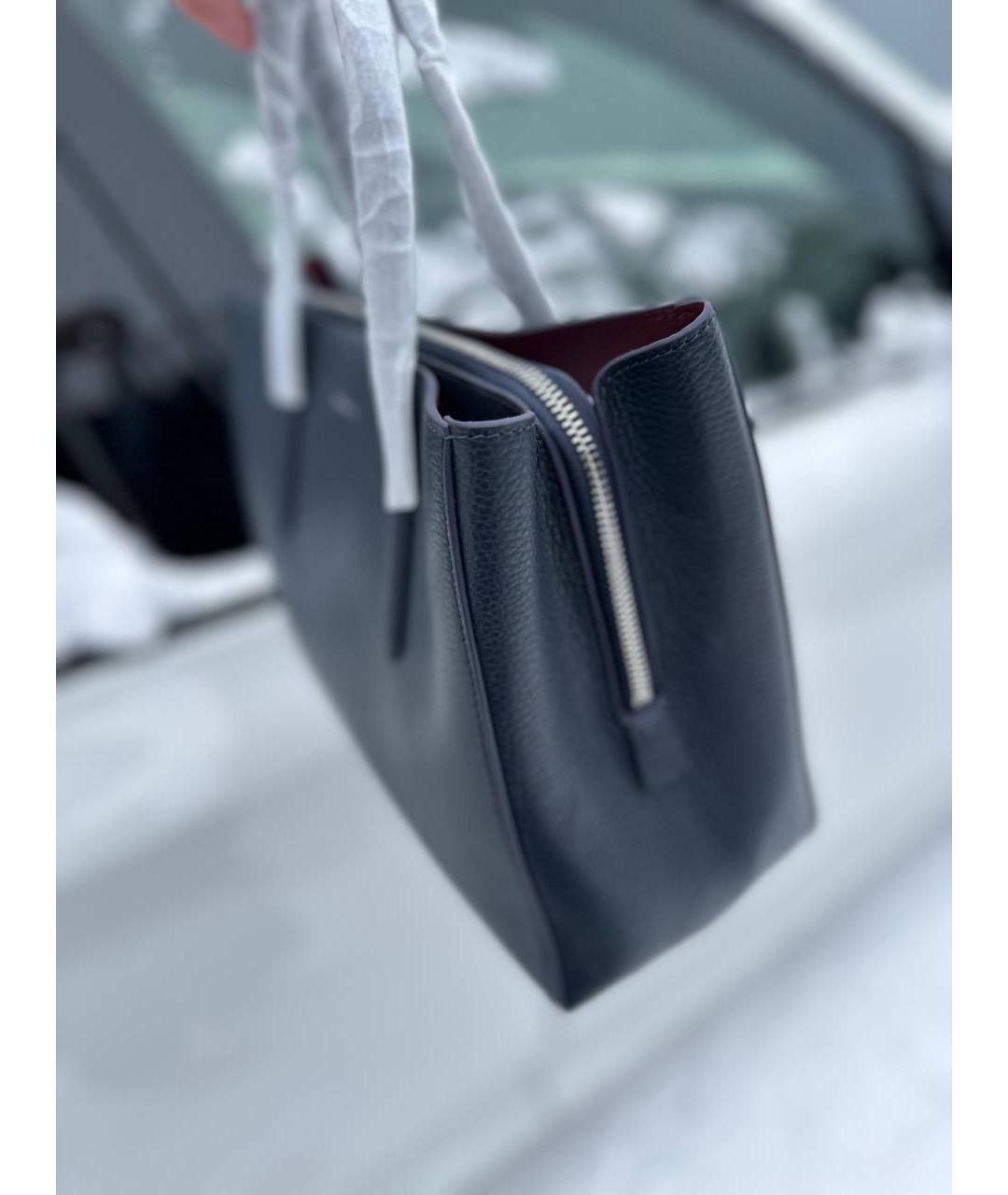 COCCINELLE Темно-синяя кожаная сумка тоут, фото 6