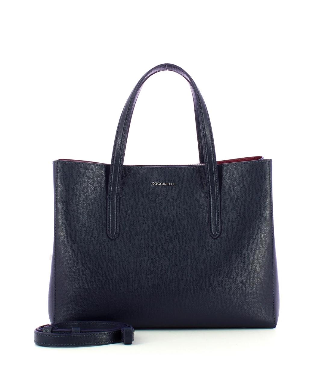 COCCINELLE Темно-синяя кожаная сумка тоут, фото 1