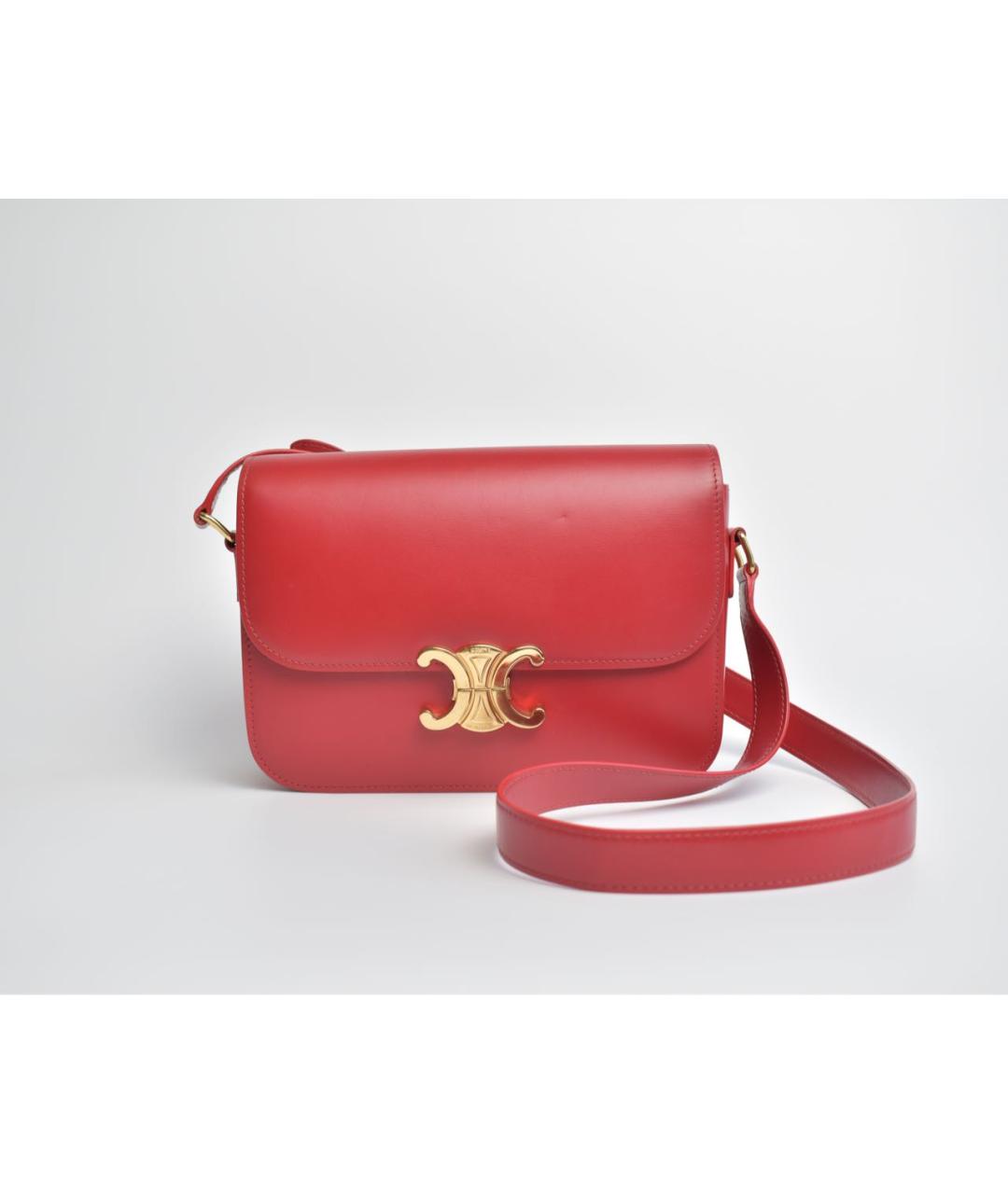 CELINE Красная кожаная сумка через плечо, фото 9