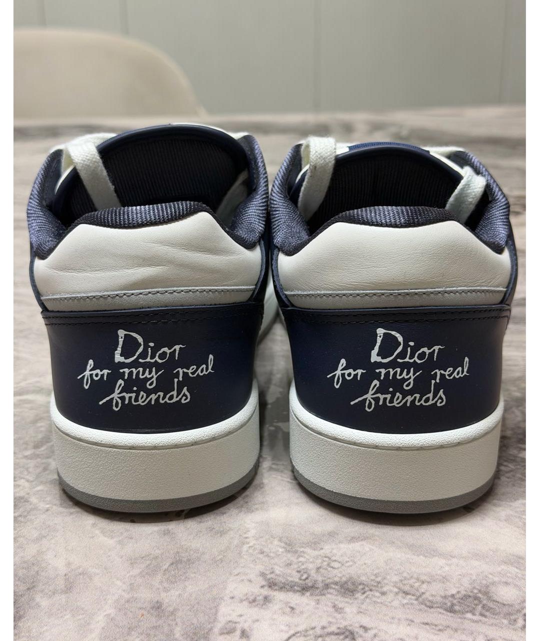 CHRISTIAN DIOR Темно-синие кожаные высокие кроссовки / кеды, фото 4