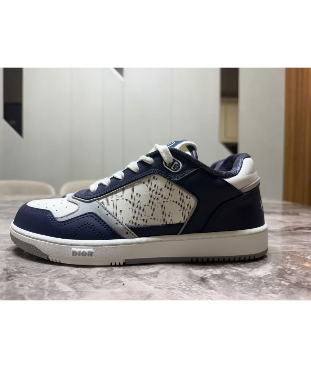 CHRISTIAN DIOR Темно-синие кожаные высокие кроссовки / кеды, фото 7