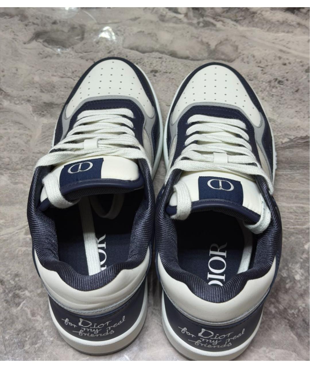 CHRISTIAN DIOR Темно-синие кожаные высокие кроссовки / кеды, фото 3