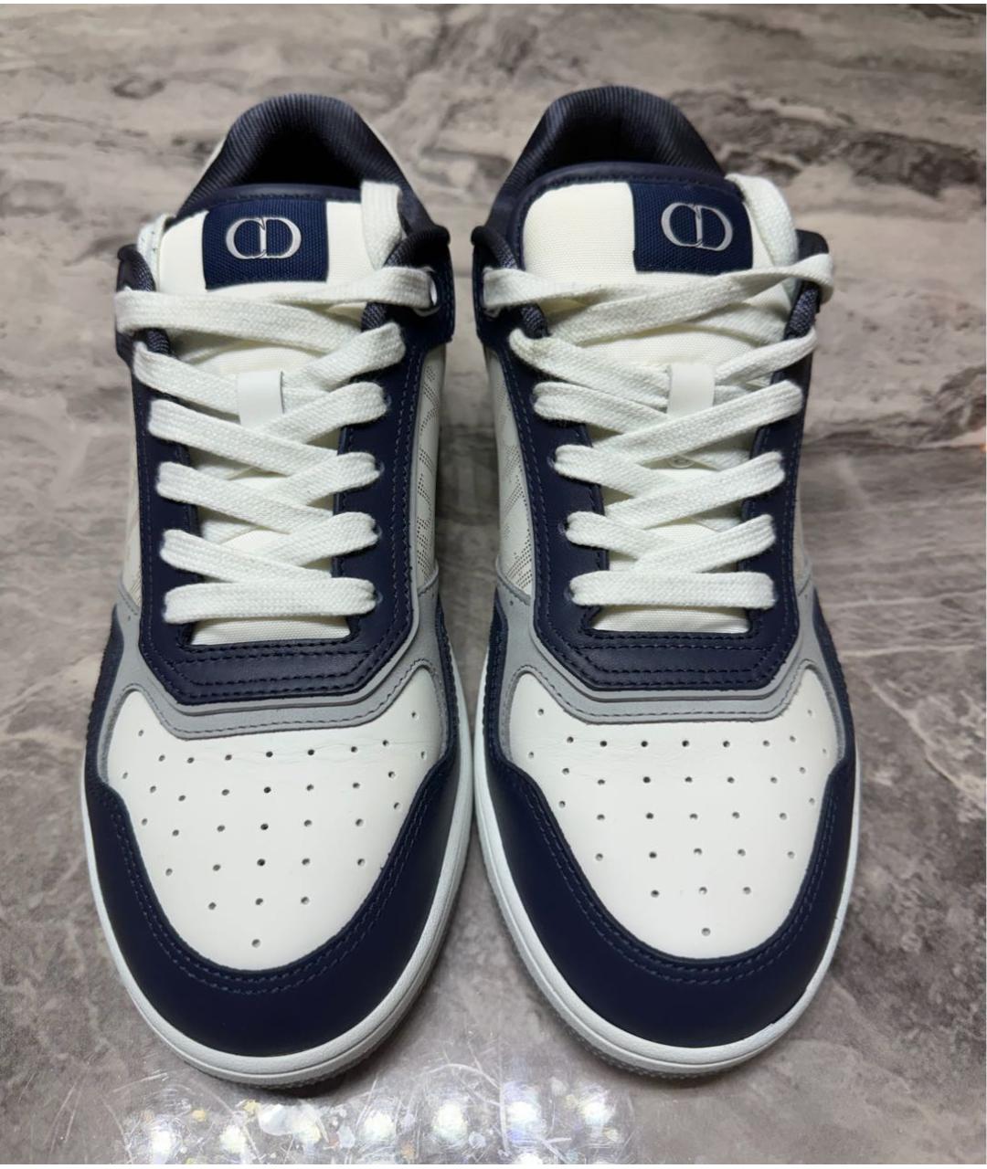 CHRISTIAN DIOR Темно-синие кожаные высокие кроссовки / кеды, фото 2