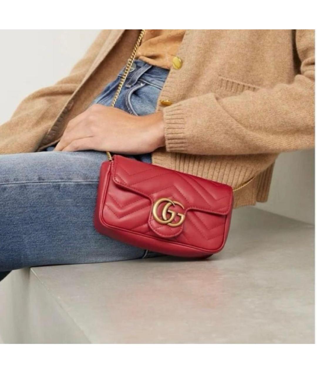 GUCCI Красная кожаная сумка через плечо, фото 8