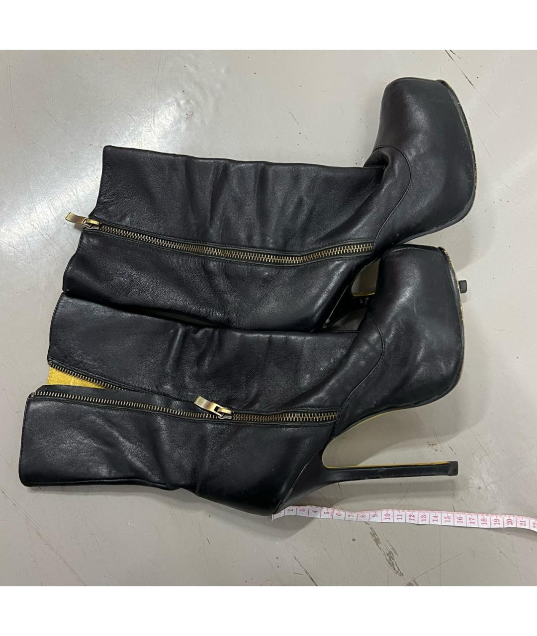 SAINT LAURENT Черные кожаные сапоги, фото 3