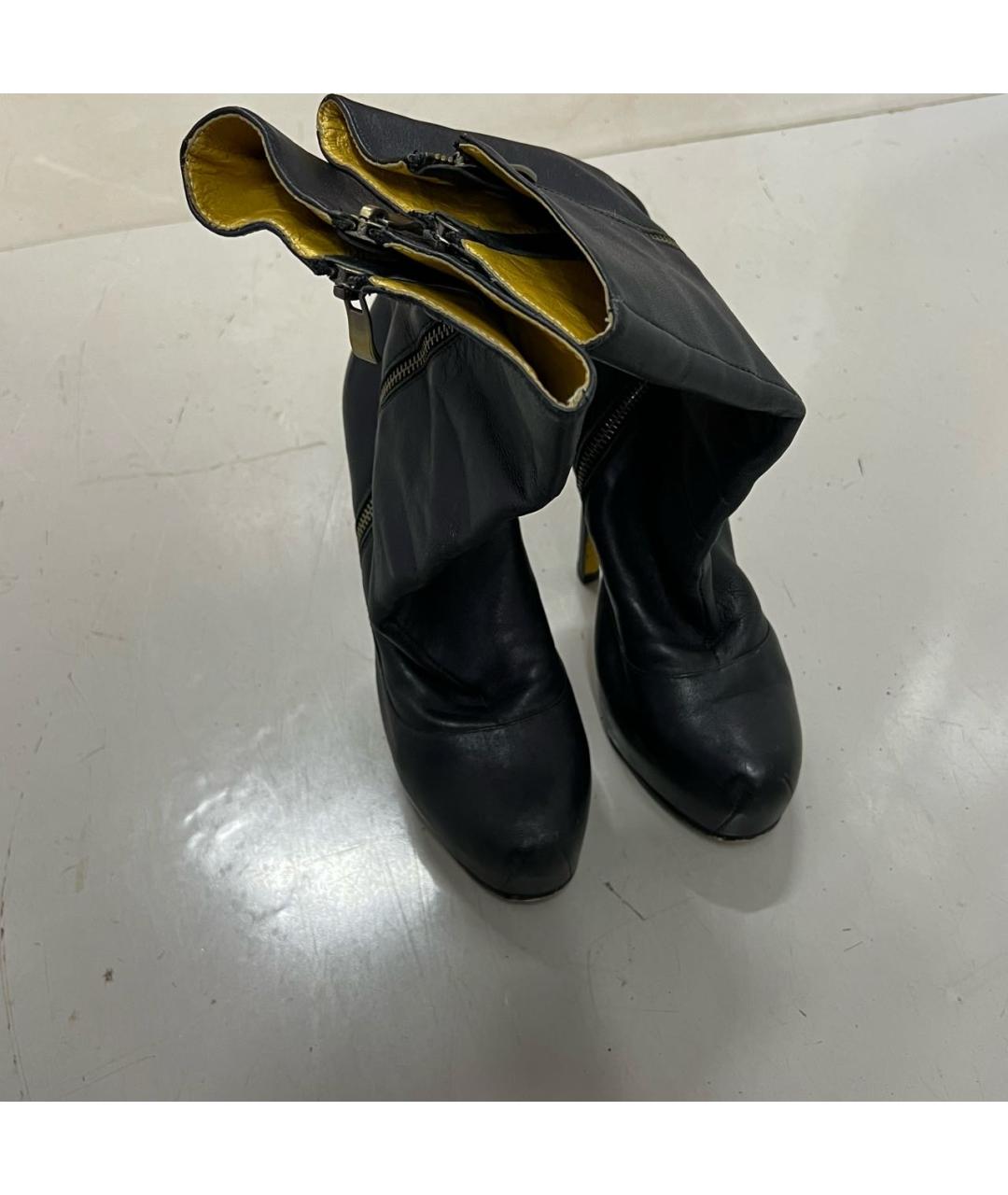 SAINT LAURENT Черные кожаные сапоги, фото 4