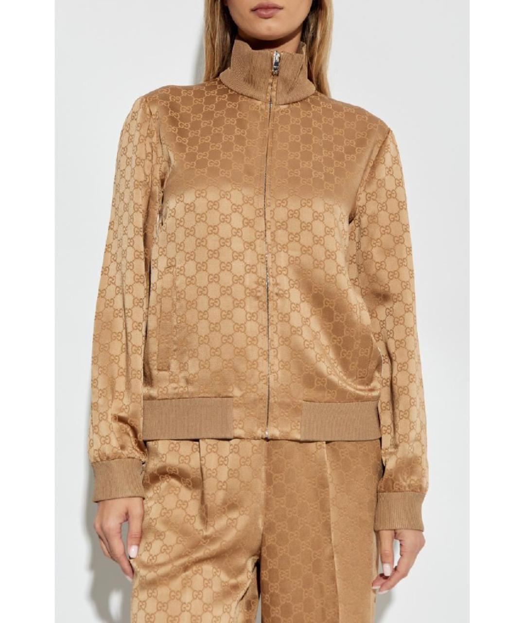 GUCCI Бежевая полиэстеровая спортивная куртка, фото 6