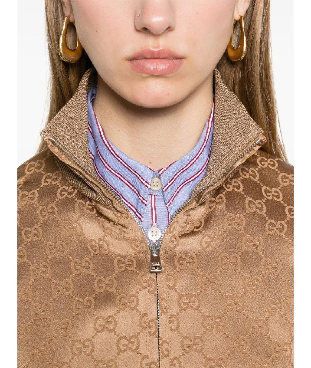 GUCCI Бежевая полиэстеровая спортивная куртка, фото 5