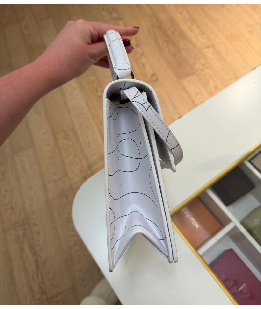 OFF-WHITE Белая кожаная сумка через плечо, фото 3