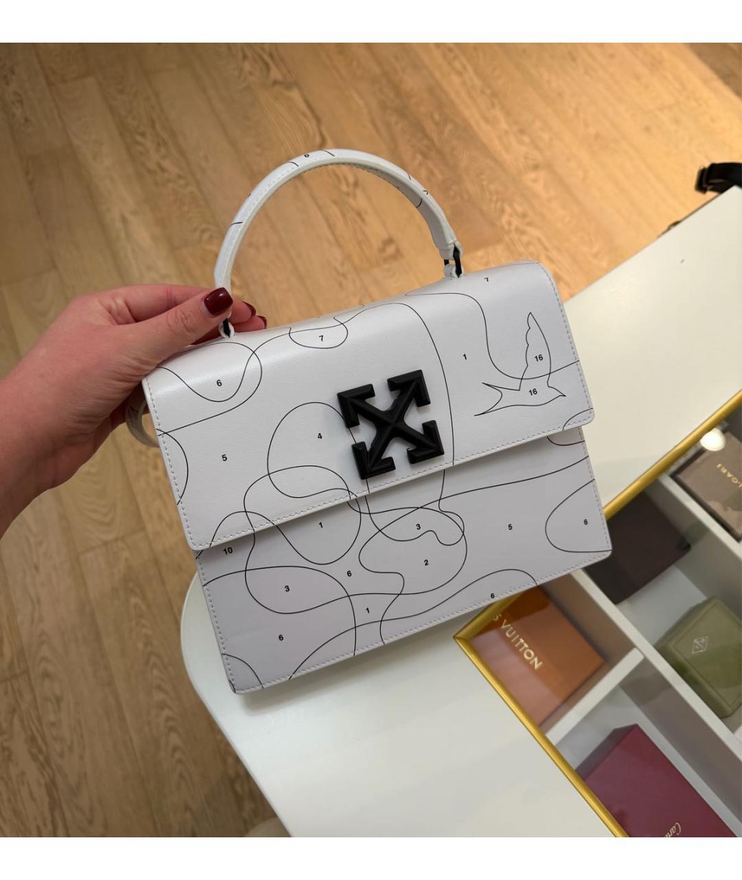 OFF-WHITE Белая кожаная сумка через плечо, фото 5