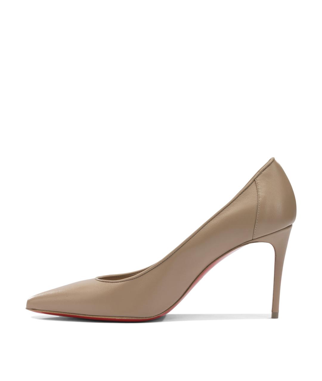 CHRISTIAN LOUBOUTIN Бежевые кожаные туфли, фото 3