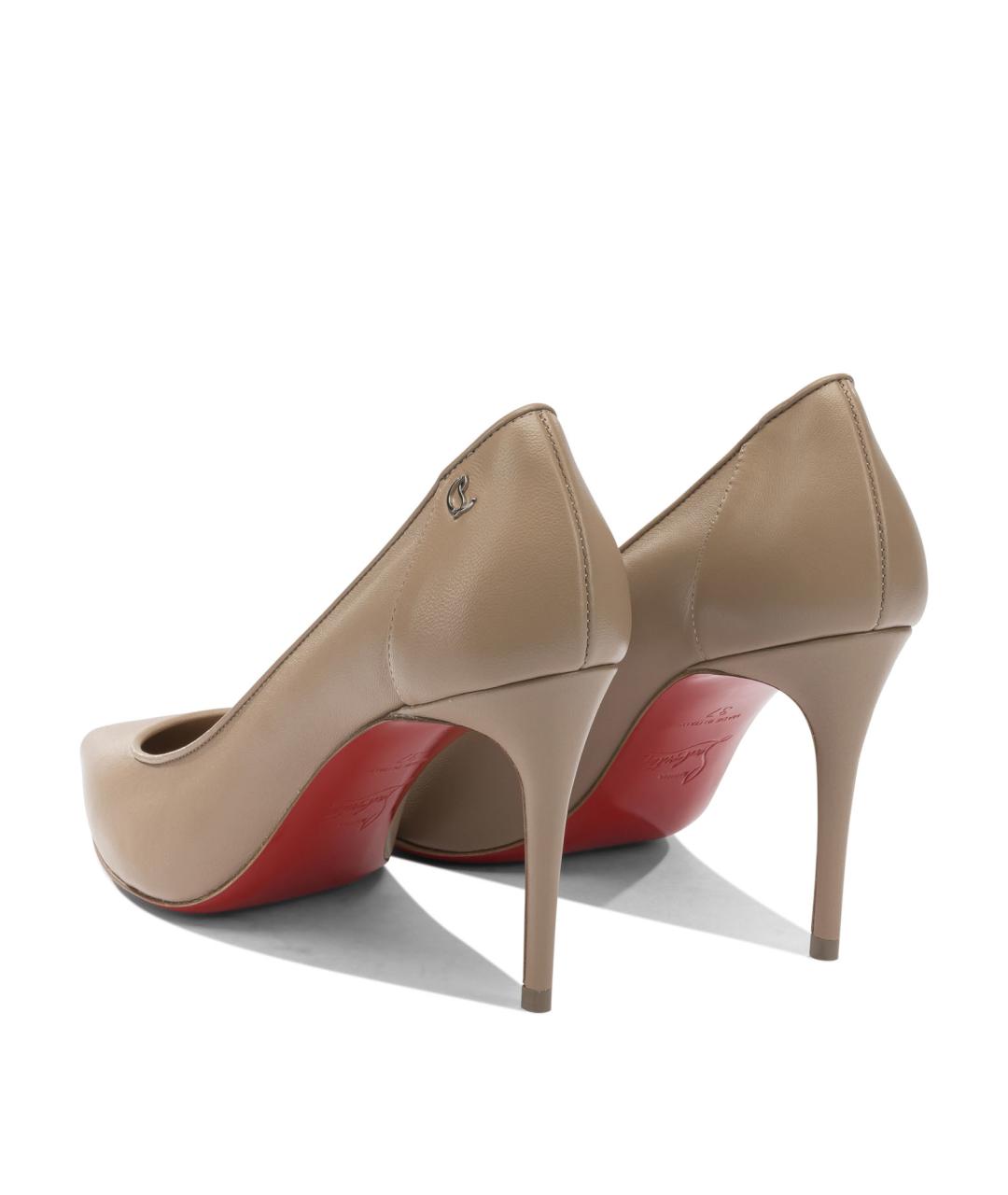 CHRISTIAN LOUBOUTIN Бежевые кожаные туфли, фото 4