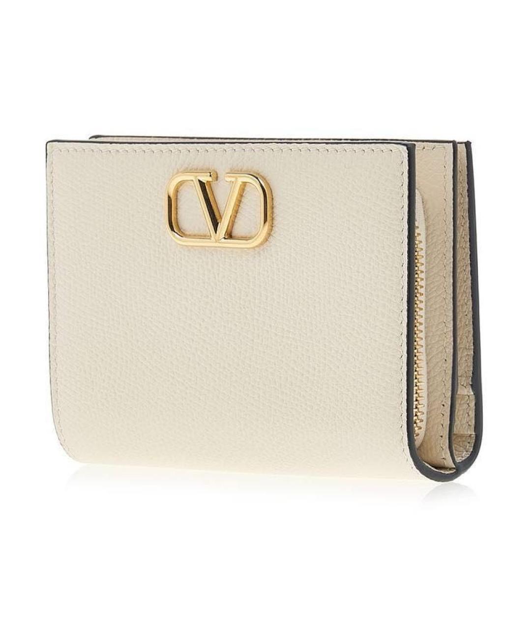 VALENTINO Бежевый кожаный кошелек, фото 1