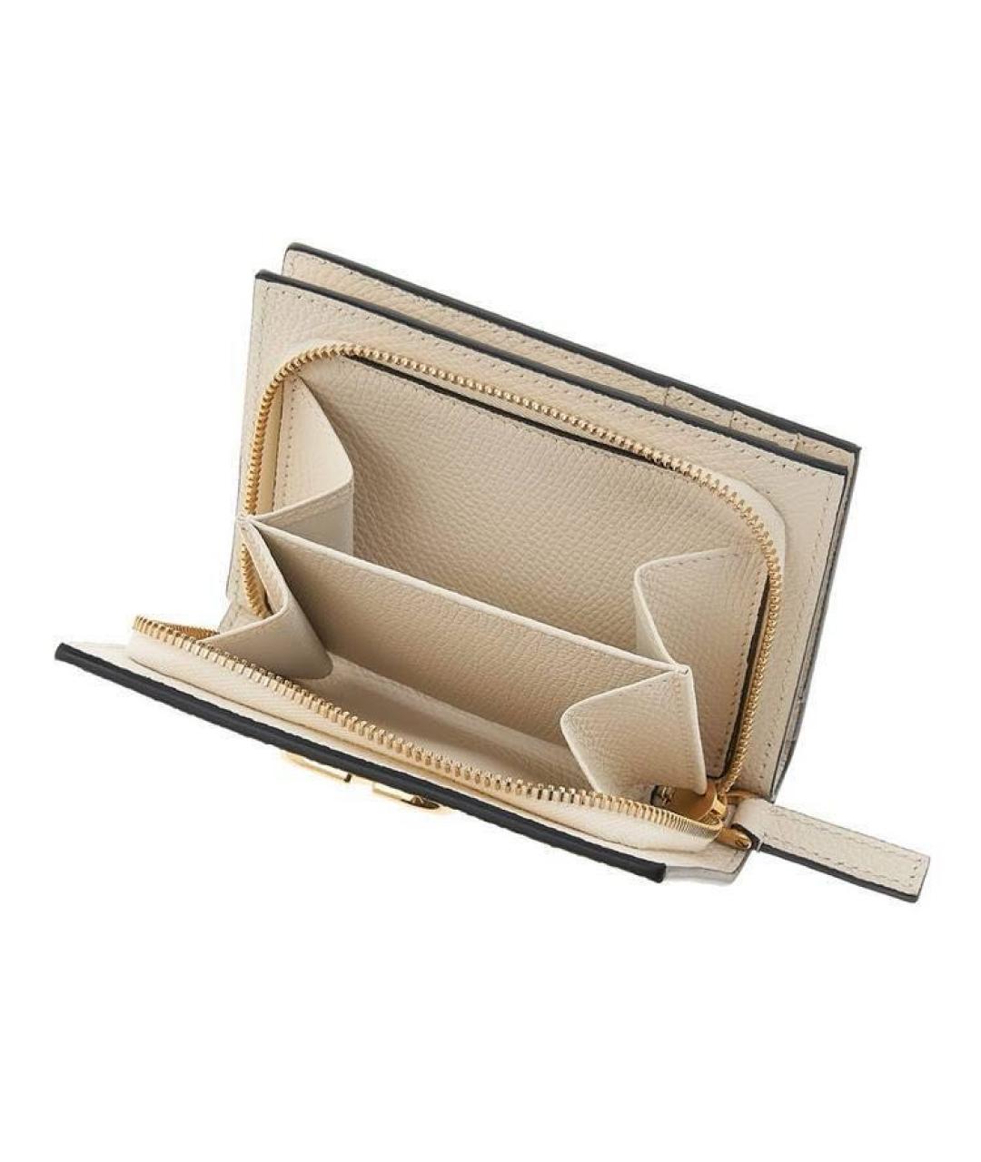 VALENTINO Бежевый кожаный кошелек, фото 3