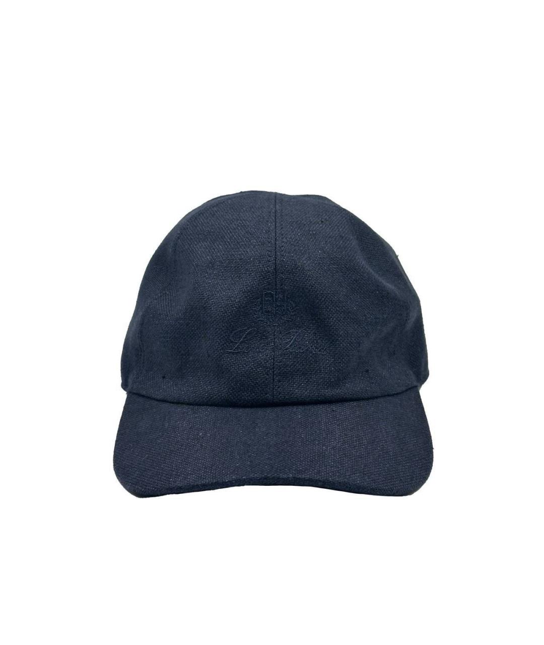 LORO PIANA Темно-синяя льняная кепка/бейсболка, фото 1