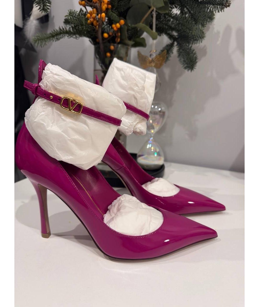 VALENTINO Фуксия кожаные туфли, фото 4