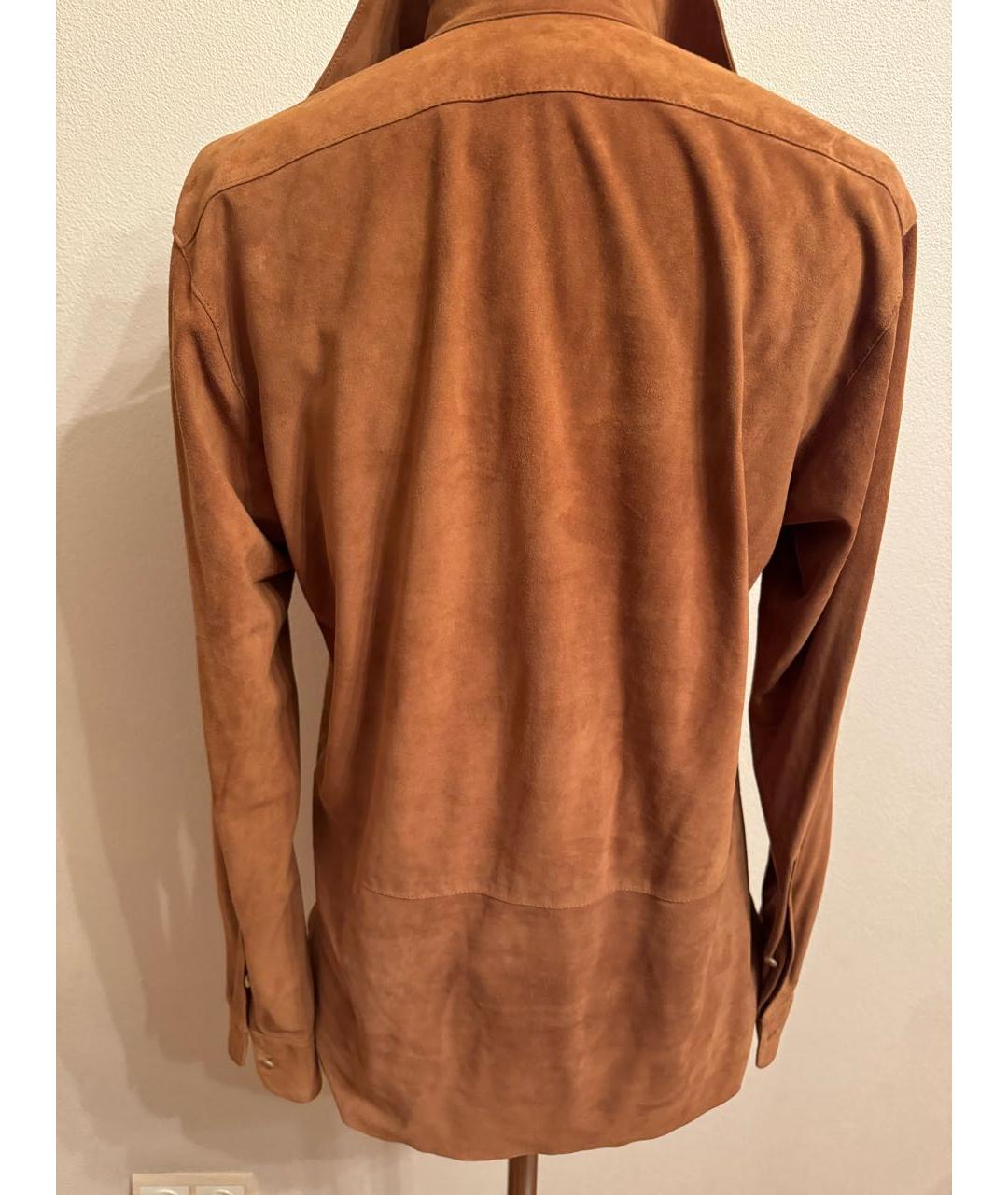 RALPH LAUREN PURPLE LABEL Коричневая замшевая рубашка, фото 2