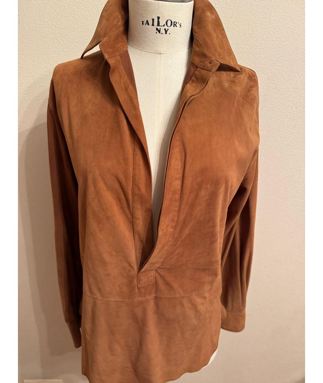 RALPH LAUREN PURPLE LABEL Коричневая замшевая рубашка, фото 9