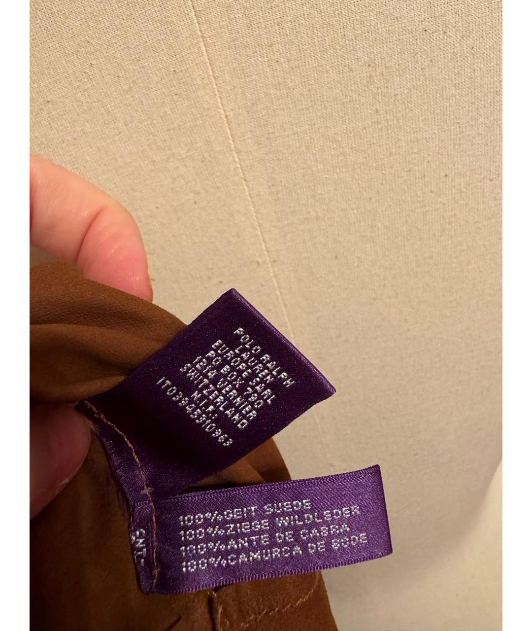 RALPH LAUREN PURPLE LABEL Коричневая замшевая рубашка, фото 8