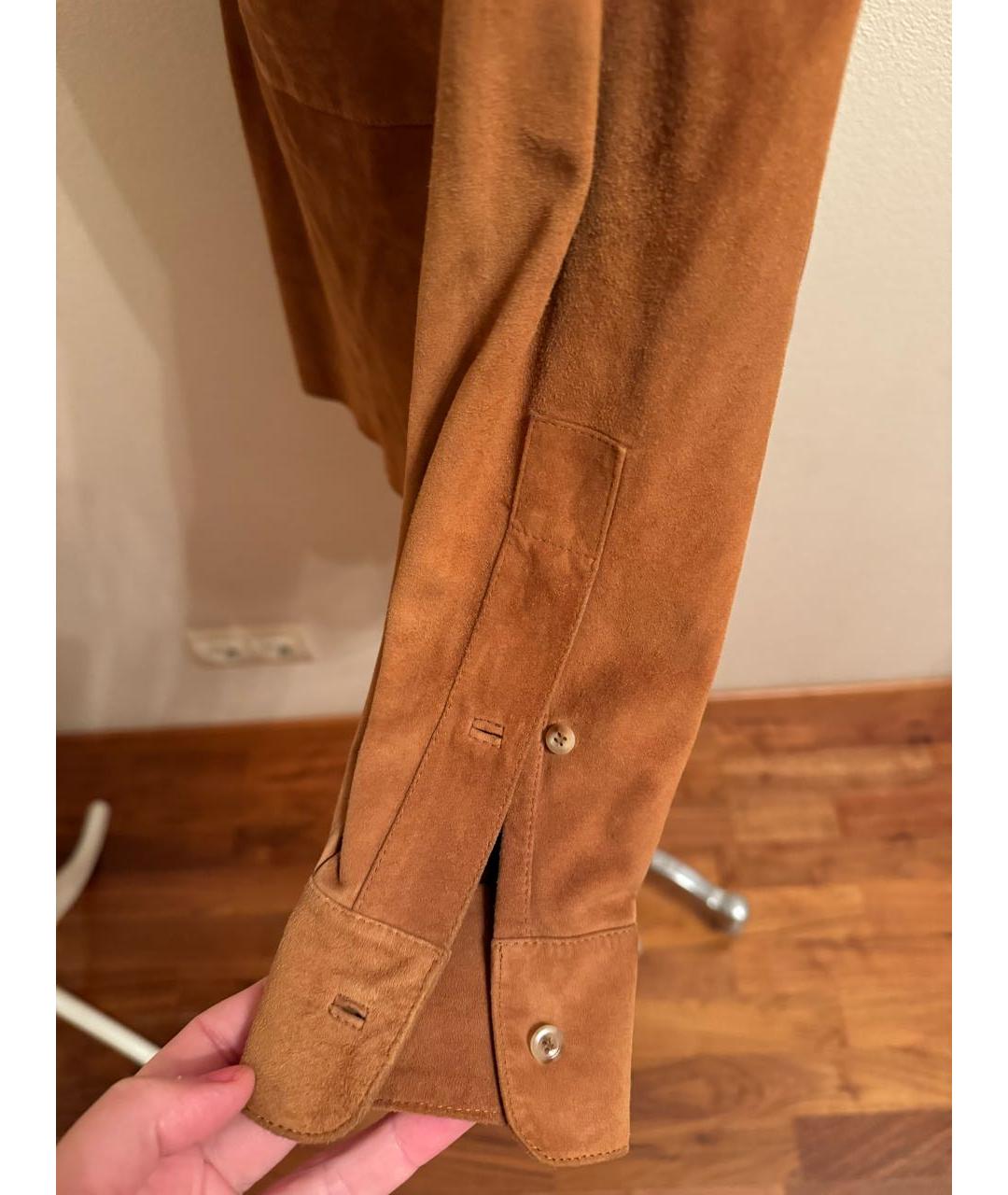 RALPH LAUREN PURPLE LABEL Коричневая замшевая рубашка, фото 7