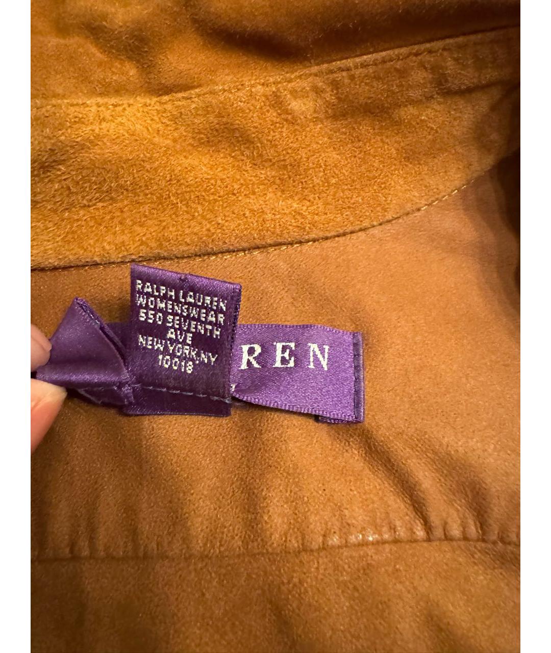 RALPH LAUREN PURPLE LABEL Коричневая замшевая рубашка, фото 6