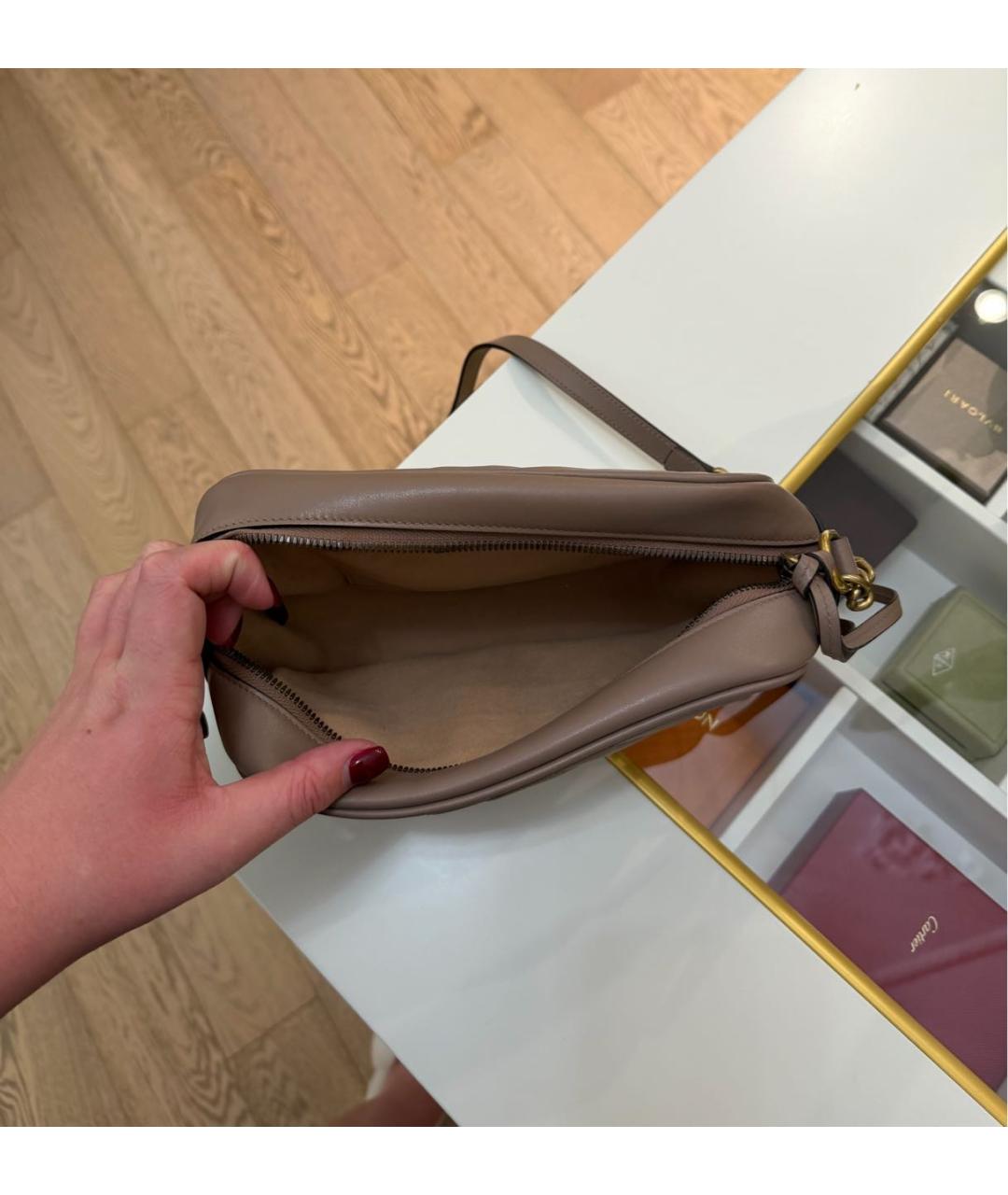 GUCCI Бежевая кожаная сумка через плечо, фото 3