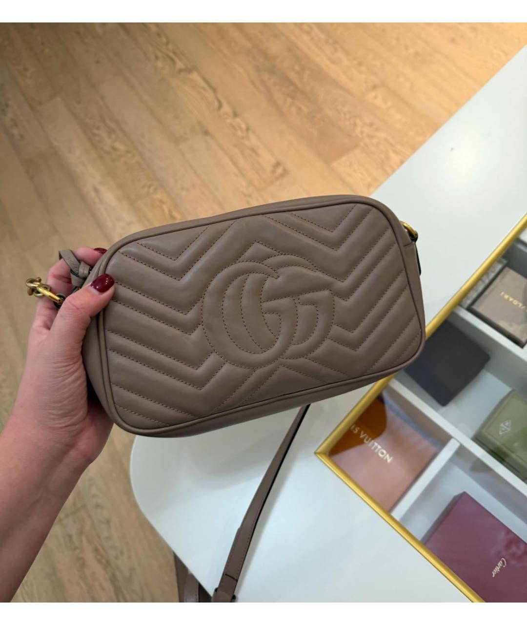 GUCCI Бежевая кожаная сумка через плечо, фото 2