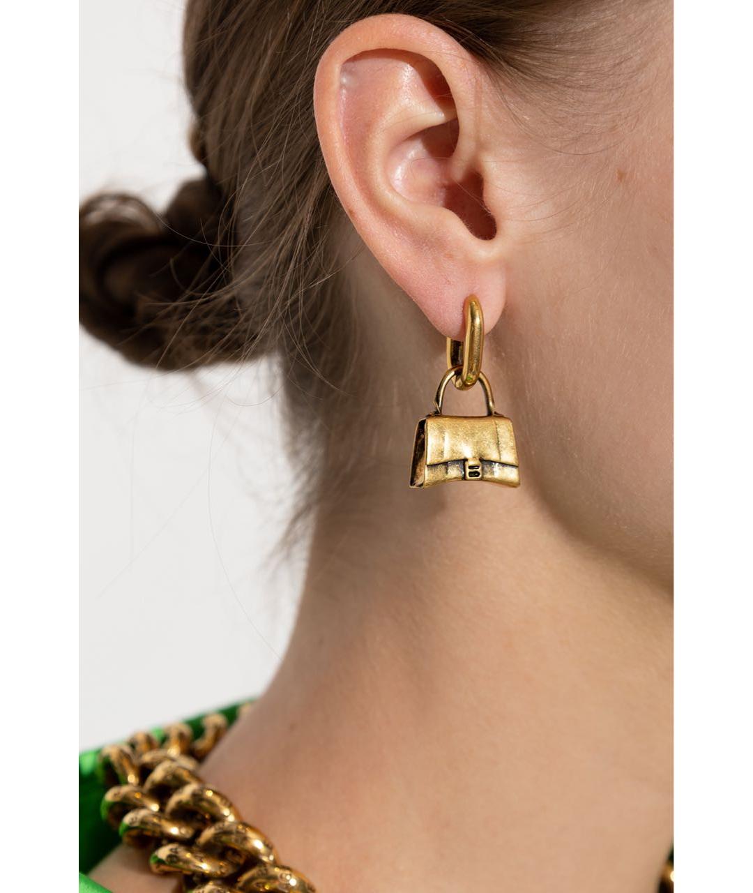 BALENCIAGA Золотые латунные серьги, фото 4