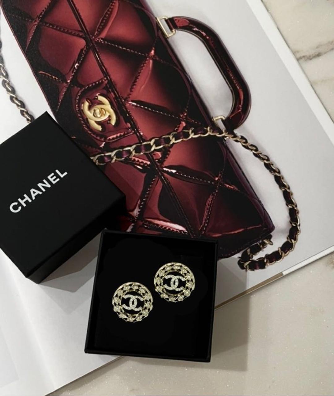 CHANEL Золотые металлические серьги, фото 3