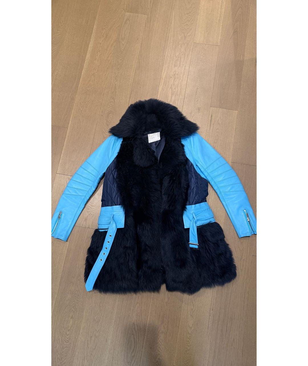SACAI Синяя кожаная дубленка, фото 5
