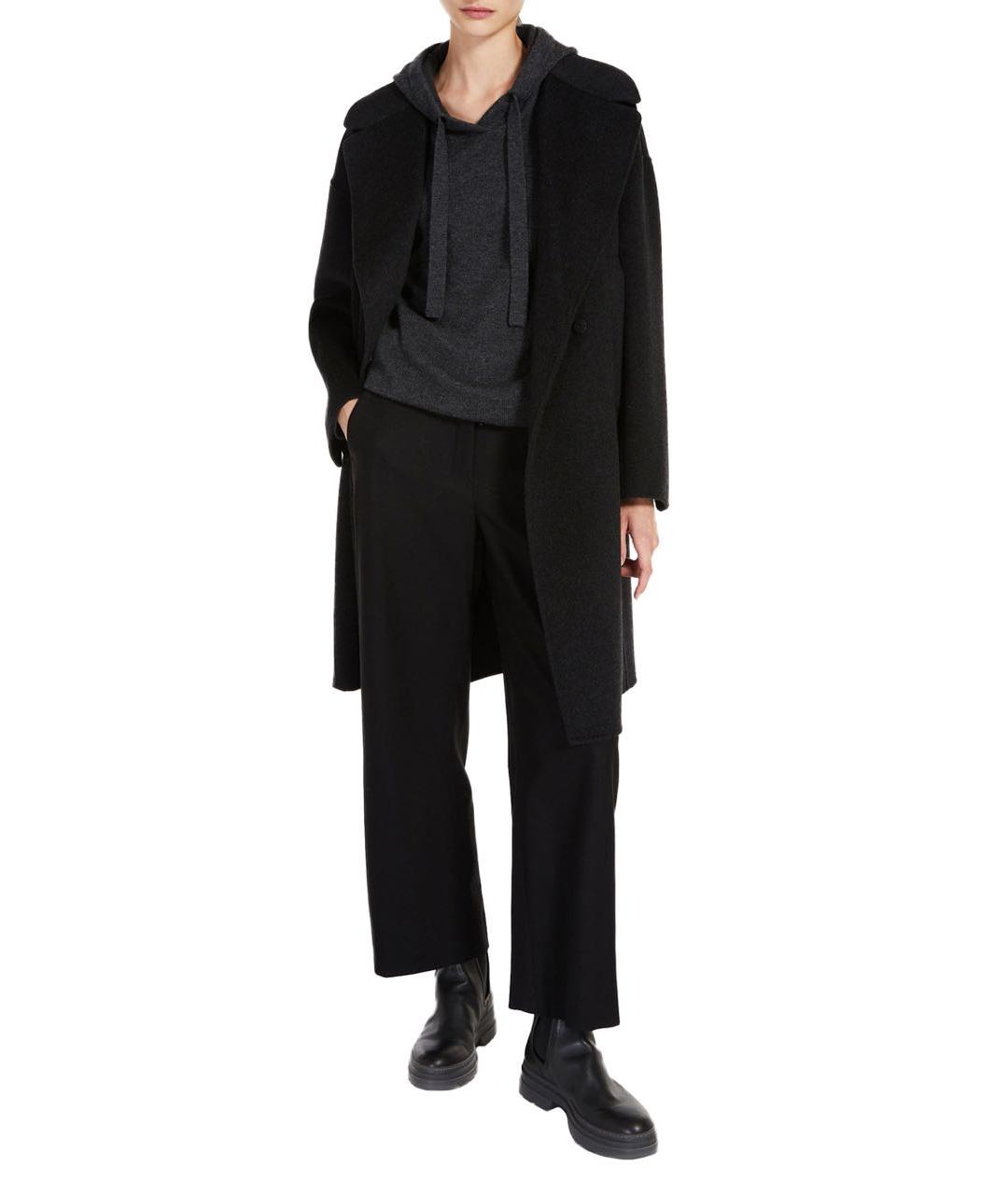 'S MAX MARA Черные шерстяные брюки широкие, фото 4