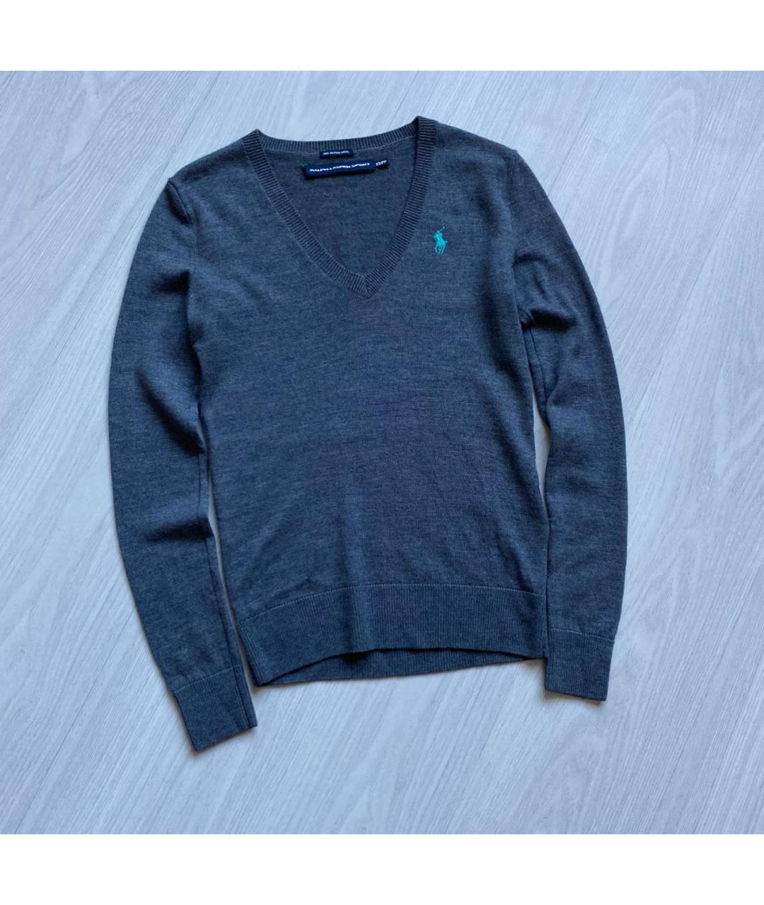 RALPH LAUREN Серый шерстяной джемпер / свитер, фото 3