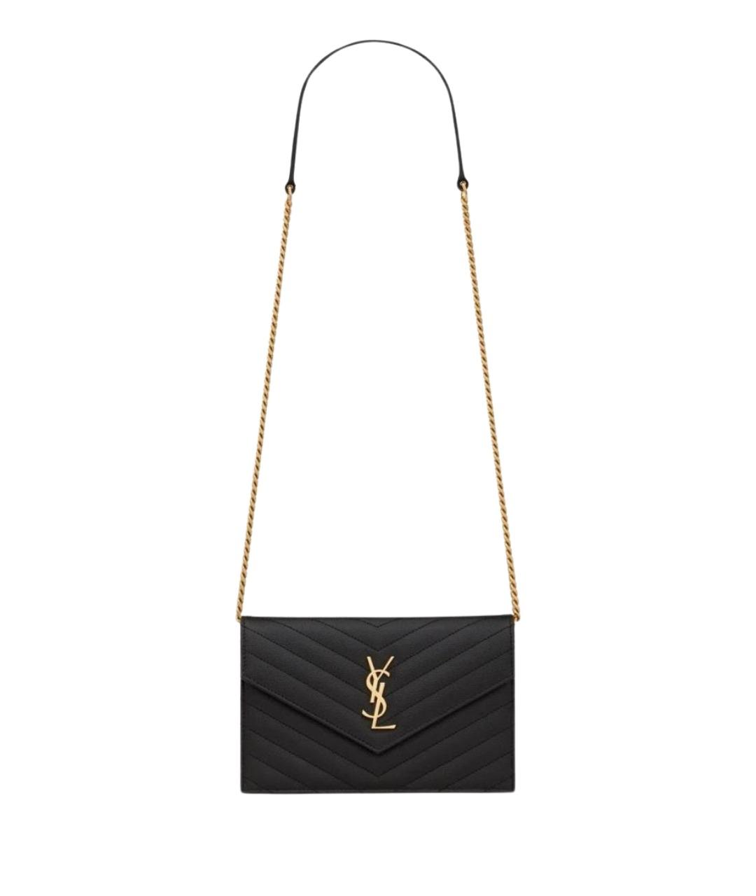 SAINT LAURENT Черная кожаная сумка через плечо, фото 1