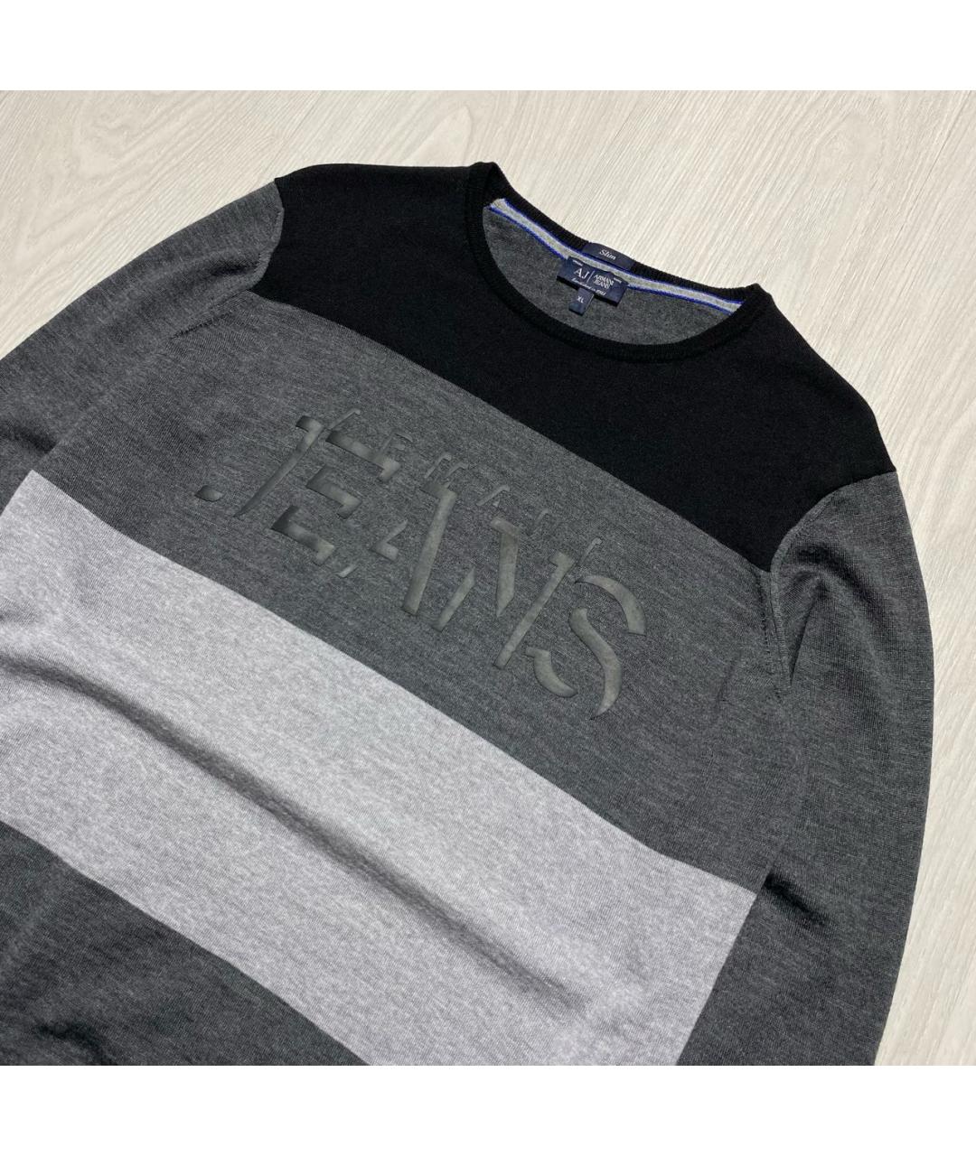 ARMANI JEANS Антрацитовый шерстяной джемпер / свитер, фото 2