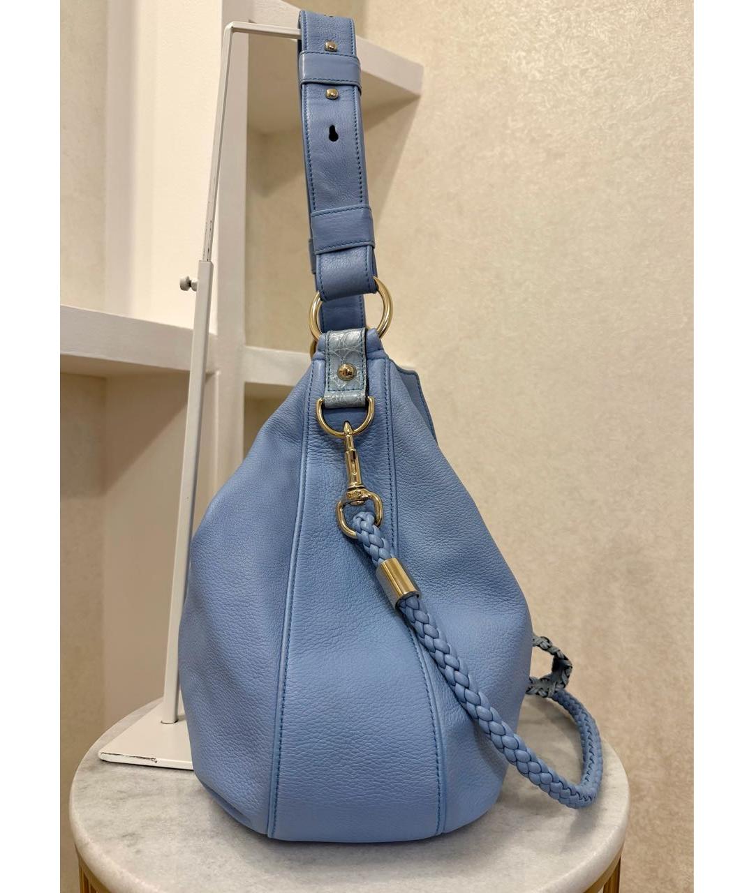 GUCCI Голубая сумка с короткими ручками из экзотической кожи, фото 5