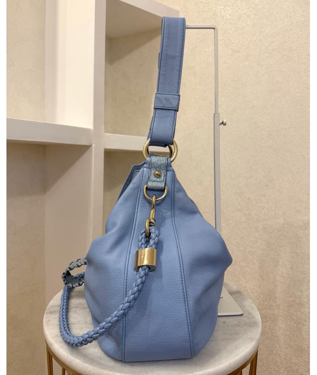 GUCCI Голубая сумка с короткими ручками из экзотической кожи, фото 6