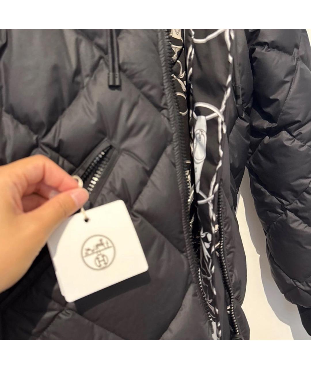 HERMES Черный полиэстеровый пуховик, фото 5