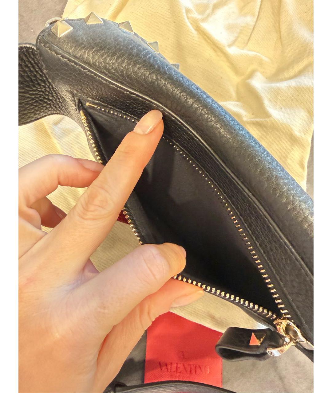 VALENTINO Черная кожаная поясная сумка, фото 6