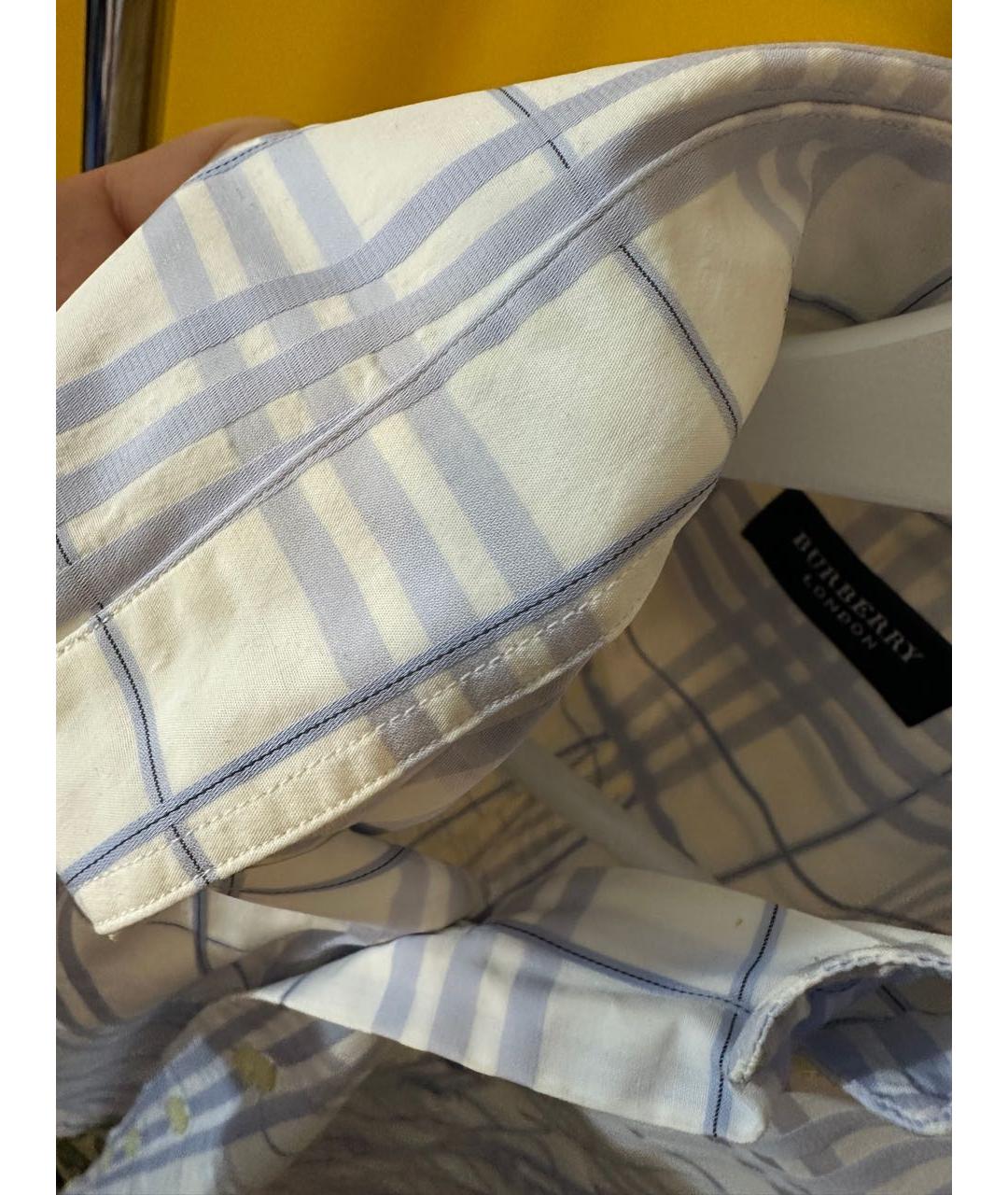 BURBERRY Голубая хлопковая кэжуал рубашка, фото 6